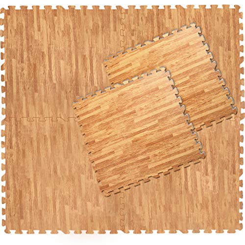 CCLIFE Esterilla Puzzle de Fitness 60x60x1cm 30x30x1cm Suelo de Gimnasio de Goma Espuma EVA, Color:Color de Madera 16pcs