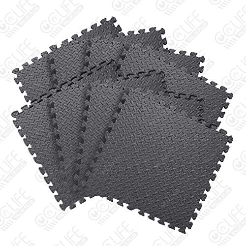 CCLIFE Esterilla Puzzle de Fitness 60x60x1cm 30x30x1cm Suelo de Gimnasio de Goma Espuma EVA, Color:Negro 8pcs