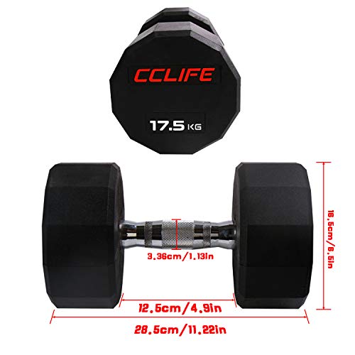 CCLIFE Mancuernas dodecágono de Pesas de Goma Hex Dumbells 10kg-30kg, Color:17.5 KG, Menge:1 pz