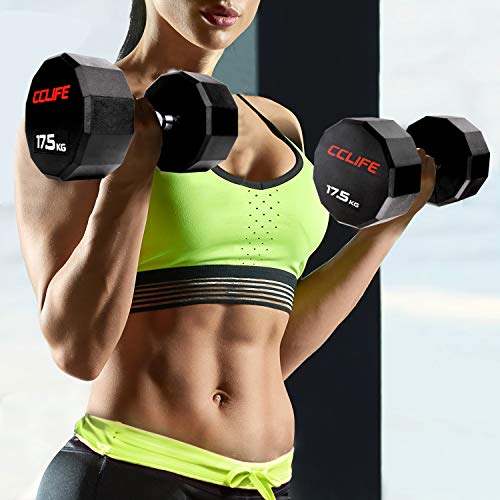 CCLIFE Mancuernas dodecágono de Pesas de Goma Hex Dumbells 10kg-30kg, Color:17.5 KG, Menge:1 pz