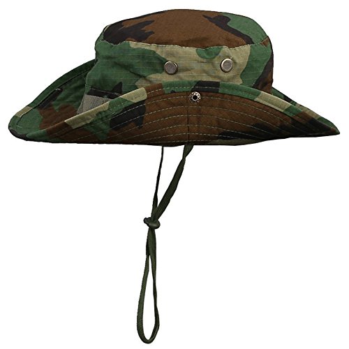 Cdet Sombrero de Cuchara Pesca Militar Caza de Acampada Sombrero de Ancho Brim Hombres Sombrero de Sol al Aire Libre Sombrero de Sol Gorra de Viaje Gorra de Pesca Camuflaje Verde Oscuro