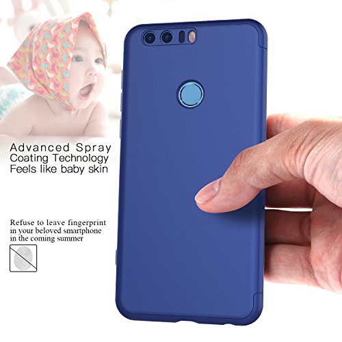 CE-Link Funda para Huawei Honor 8 Rigida 360 Grados Integral, Carcasa Honor 8 Silicona Snap On Diseño Antigolpes Choque Absorción, Honor 8 Case Bumper 3 en 1 Estructura - Azul