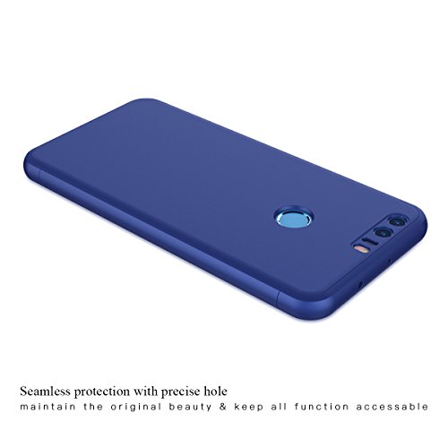 CE-Link Funda para Huawei Honor 8 Rigida 360 Grados Integral, Carcasa Honor 8 Silicona Snap On Diseño Antigolpes Choque Absorción, Honor 8 Case Bumper 3 en 1 Estructura - Azul