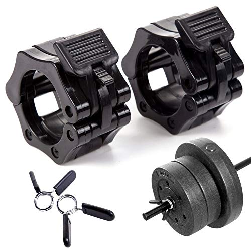 Cerraduras de cuello con barra 2 X Barra de cuello clips estándar Olímpico Spinlock abrazadera de la pesa de primavera pesas Barbell gancho de cierre para levantamiento de pesas, entrenamiento cruzado