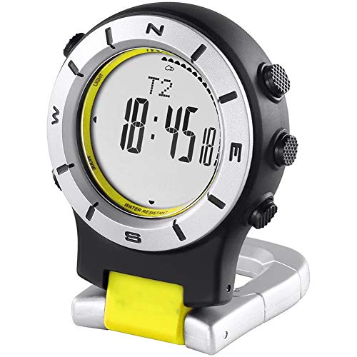 Cestbon Inteligente del Reloj del barómetro del altímetro del compás LED Clip de Bolsillo Reloj Relojes Deportivos Pesca Senderismo Escalada,Negro