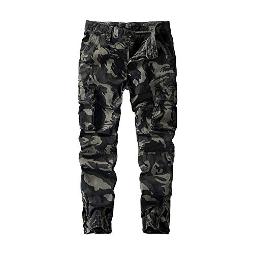 CFWL Pantalones de Camuflaje Pantalones de Hombre con Vigas de Tendencia Monos Deportivos Pantalones Casuales de otoño para Hombres Grey38 Cargo Hombre Pantalones Camuflaje Pantalones Campana