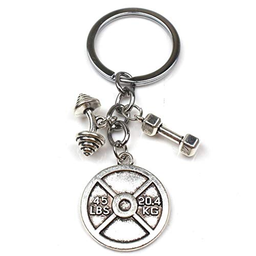 CgngMz Accesorio de Moda Llavero Mini mancuerna Disco Barbell Llavero Fitness Charm Llavero Diseñador Regalo Entrenador Recuerdo, 6