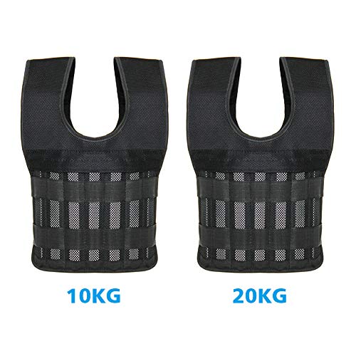 Chaleco con peso Entrenamiento deportivo Perder peso Tela malla fácil limpiar 10KG 20KG Carga Absorbe el sudor Durable Transpirable Correr Equipo fitness Etiqueta mágica Chaleco ajustable(20KG)