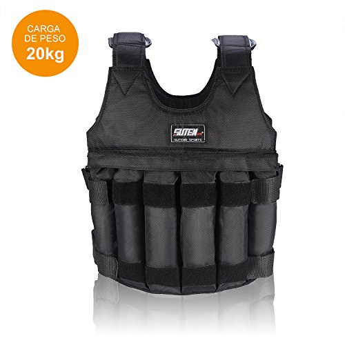 Chaleco de Peso Ajustable, Vacío Peso de la Adelgazamiento de Entrenamiento Chaqueta de Tela de Arena para Adelgazamiento Carrera y Sesión de Ejercicios (20KG)