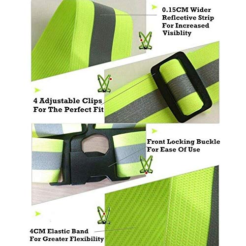 Chaleco para Correr, Equipo Reflectante para Correr Ciclismo, Caminar, Caminar y Andar en Motocicleta: elástico, liviano, fácil (2 Piezas) (Fluorescent Green)