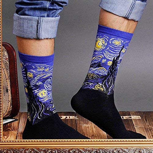 Chalier Pack de 4/5 Mujer Niña Calcetines Originales Ocasionales Estampados Divertidos Impresos de Algodón de Pintura Famosa