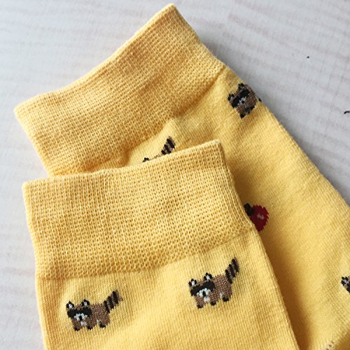 Chalier Pack de 5 Calcetines Mujer Divertidos Originales Animales Lindos Estampados Ocasionales de Algodón para Niña y Mujer