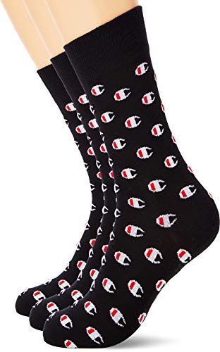 Champion FASHION CREW SOCKS X2 Calcetines deportivos, Multicolor (IMPRIME LOGO NOIR 9GF), 43/46 ES (Pack de 2) para Hombre