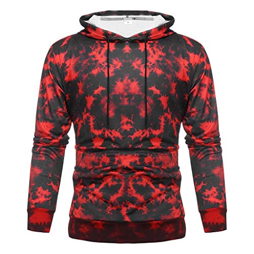 Chandal Hombre Tie Dye Conjuntos Deportivo de Sudaderas con Capucha y Pantalones Streetwear Ropa Adolescentes Chico Invierno de Manga Larga Sweatshirt Yvelands(Rojo,M)