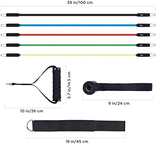 Chaos World Bandas Elásticas Juego de Bandas de Ejercicio con Cuerda de tracción, asa y Bolsa de Transporte-excelente Ejercicio para Las piernas, los Brazos, el Pecho y los Hombros (Normal)
