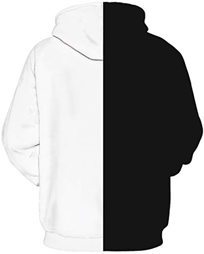 Chaos World Hombres Sudaderas con Capucha cordón Bolsillos 3D Impreso Pullover Hoodies (Calavera Blanca,M)