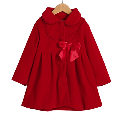 Chaqueta bebé niña, Bebé niñas otoño Invierno Manto Abrigo Chaqueta Ropa de Abrigo 24 Mes - 6 Años (Rojo, Tamaño:2 Años)