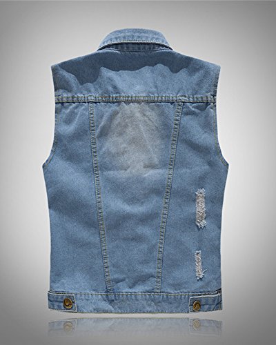 Chaqueta De Mezclilla Hombre Sin Manga Chaleco Vaquero De Chaleco Jeans Denim Chaqueta Azul Claro XL