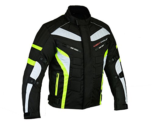 Chaqueta de moto Chaqueta de armadura impermeable Ropa de moto scooter en tela Cordura para hombre - Verde 6XL