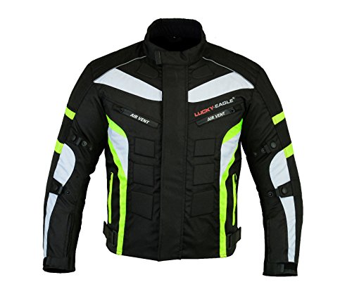 Chaqueta de moto Chaqueta de armadura impermeable Ropa de moto scooter en tela Cordura para hombre - Verde 6XL