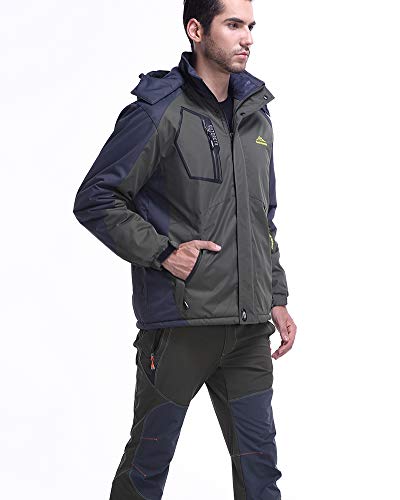 Chaqueta para Hombre Abrigo Impermeable para Deportes Esquí Invierno Chaqueta de Nieve a Prueba Viento con Capucha