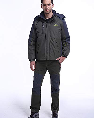 Chaqueta para Hombre Abrigo Impermeable para Deportes Esquí Invierno Chaqueta de Nieve a Prueba Viento con Capucha