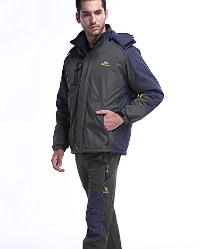 Chaqueta para Hombre Abrigo Impermeable para Deportes Esquí Invierno Chaqueta de Nieve a Prueba Viento con Capucha