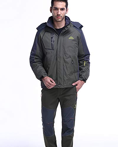 Chaqueta para Hombre Abrigo Impermeable para Deportes Esquí Invierno Chaqueta de Nieve a Prueba Viento con Capucha