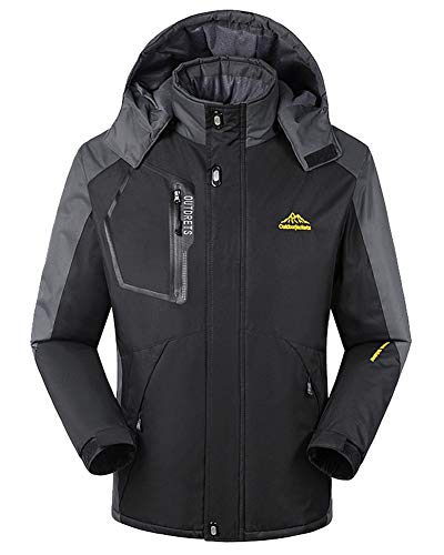 Chaqueta para Hombre Abrigo Impermeable para Deportes Esquí Invierno Chaqueta de Nieve a Prueba Viento con Capucha