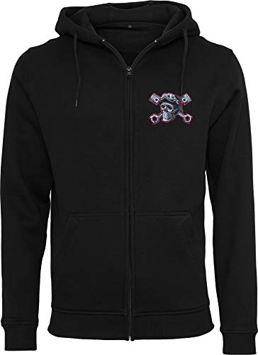 Chaqueta Sudadera con Capucha: Speed Junkies - con Bordado Calavera/Hoodie/Hoody Zipper Sweater/Hombre-s y Mujer-es/Moto-cicleta/USA/Chopper/Skull/Motero/Hooded-Jacket (XXL)