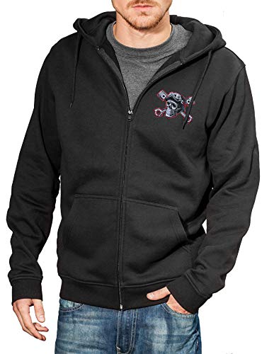 Chaqueta Sudadera con Capucha: Speed Junkies - con Bordado Calavera/Hoodie/Hoody Zipper Sweater/Hombre-s y Mujer-es/Moto-cicleta/USA/Chopper/Skull/Motero/Hooded-Jacket (XXL)