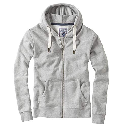 Charles Wilson Original Sudadera de Hombre Algodón Premium Capucha Cremallera (X-Large, Light Grey (0819))