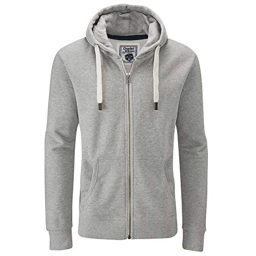 Charles Wilson Original Sudadera de Hombre Algodón Premium Capucha Cremallera (X-Large, Light Grey (0819))