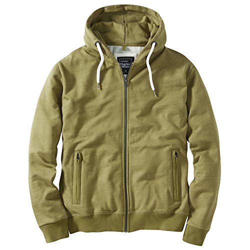 Charles Wilson Sudadera con Cremallera Completa con Capucha Peso Pesado (Medium, Olive (1019))