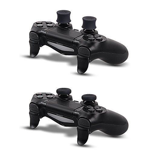 Chin FAI L2 R2 de repuesto Botones Trigger Grips Extender, 3 pares antideslizante joysticks Thumb Stick Caps funda para PlayStation 4 PS4 controlador 030 JDM (Negro)