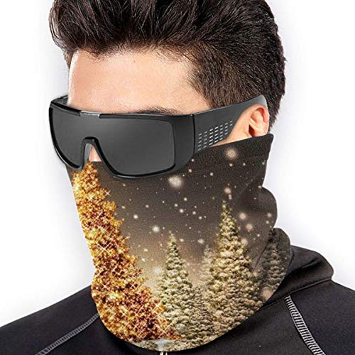 Christmas Snow Golden Tree Fleece Neck Warmer Windproof Ski Neck Gaiter Cover Dust-Free Neck Gaiter Tube Antistatic Fleece Skiing Face Scarf Heat Trapping Balaclava Half For Men Women