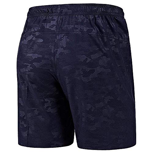 CHYU Men Summer Shorts Sports Gym Shorts for Men Training Shorts with Zip Pocket Lightweight Quick Drying for Outdoor Physical Exercise (Azul, L)