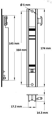 CIERRE VENTANA CORREDERA RECTANGULAR NEGRO C/TORNILLOS (pack 2 uds)