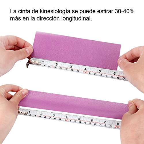 Cinta Kinesiología, Kinesiología Tape, Cinta quinesiológica, cinta de soporte, rollo de 5m x 5cm, elástico e impermeable para el cuello espalda hombros brazos muñecas muslos tobillos y rodillas