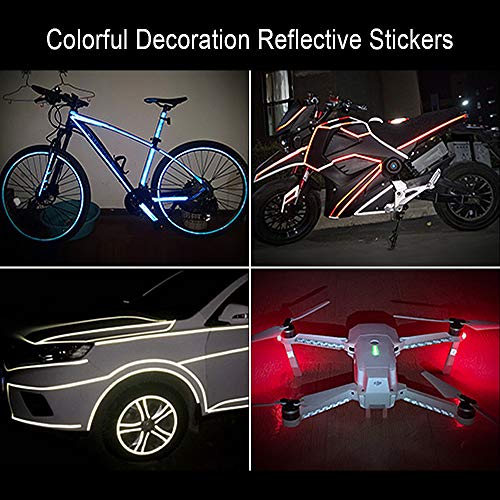 Cintas Adhesivas Reflectantes 6 Rollos 3 Colores 48m Pegatinas Reflectantes Autoadhesivas de Seguridad Láminas de Prisma Hexagonal para Coche Moto Bici