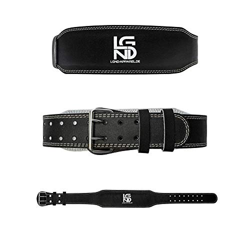 Cinturón Musculación - Levantamiento de Pesas - Entrenamiento de Fuerza, Fitness, Weightlifting Belt, Bodybuilding - 12 cm de Ancho Protección Lumbar - Cuero Auténtica (M)