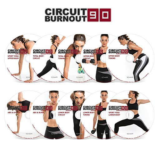 CIRCUIT BURNOUT 90 - programa de entrenamiento de 90 días, 10+1 vídeos de ejercicio en DVD + calendario de entrenamiento, monitor de fitness, guía de entrenamiento y plan de nutrición