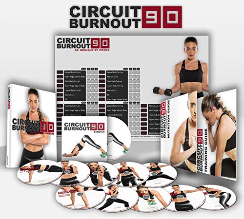 CIRCUIT BURNOUT 90 - programa de entrenamiento de 90 días, 10+1 vídeos de ejercicio en DVD + calendario de entrenamiento, monitor de fitness, guía de entrenamiento y plan de nutrición