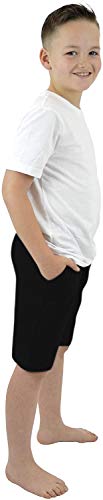 CityComfort Conjunto 2 Pantalones Cortos para niños | Paquete Doble en Azul Marino y carbón o Gris y Negro con Bolsillos para Deportes, Lounge, fútbol, Gimnasio (7/8 años, Negro y Negro)