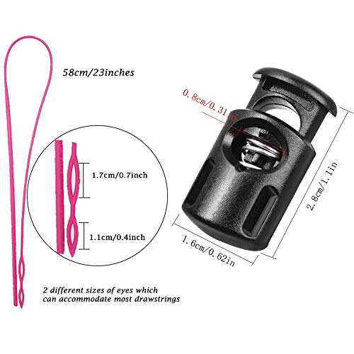 CKANDAY 12 Paquete Cordones de Repuesto, con 12 Piezas cordón de plástico Cerraduras para Pantalones Deportivos Sudaderas con Capucha y enhebrador Flexible Cordones universales para Chaquetas Troncos