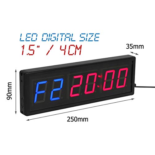 CKB LTD dígitos 1.5 LED Cuenta atrás intervalo de Gimnasio y Fitness Incluye UK Plug & Mando a Distancia Temporizador cronómetro Reloj de Pared para Clubes Deportivos escuelas Tabata Crossfit emom