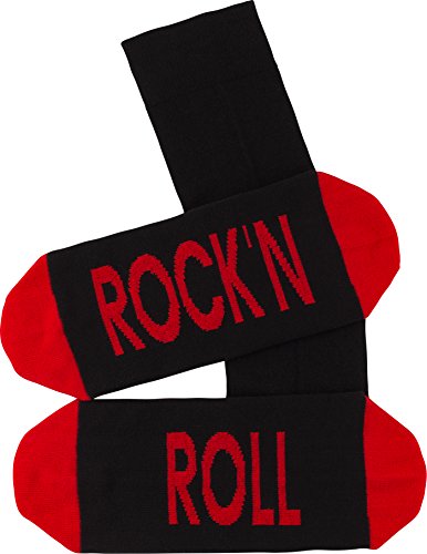 Clark Crown 1 o 3 pares Under-Statement Calcetines para hombre con frases divertidas calcetines de regalo negro/rojo – 3 rock en rollo. Talla única