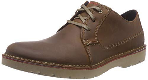 Clarks Vargo Plain, Zapatos de Cordones Derby, Marrón (Dark Tan Leather-), 42 EU