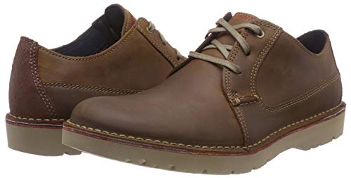 Clarks Vargo Plain, Zapatos de Cordones Derby, Marrón (Dark Tan Leather-), 42 EU