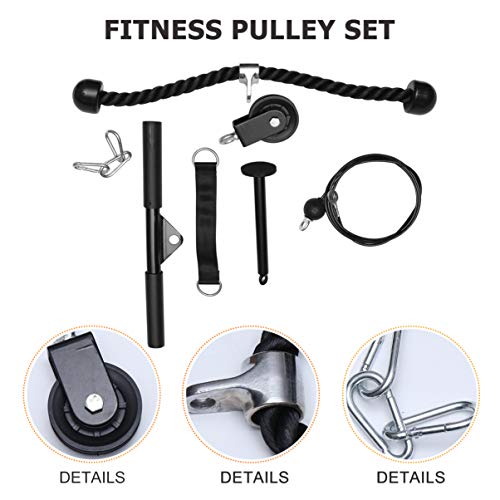 CLISPEED Fitness Polea Set Tricep Bicep Pull Rope Heavy Duty Arm Strength Ejercitador DIY Equipo de Entrenamiento para Mujeres Hombres Principiantes